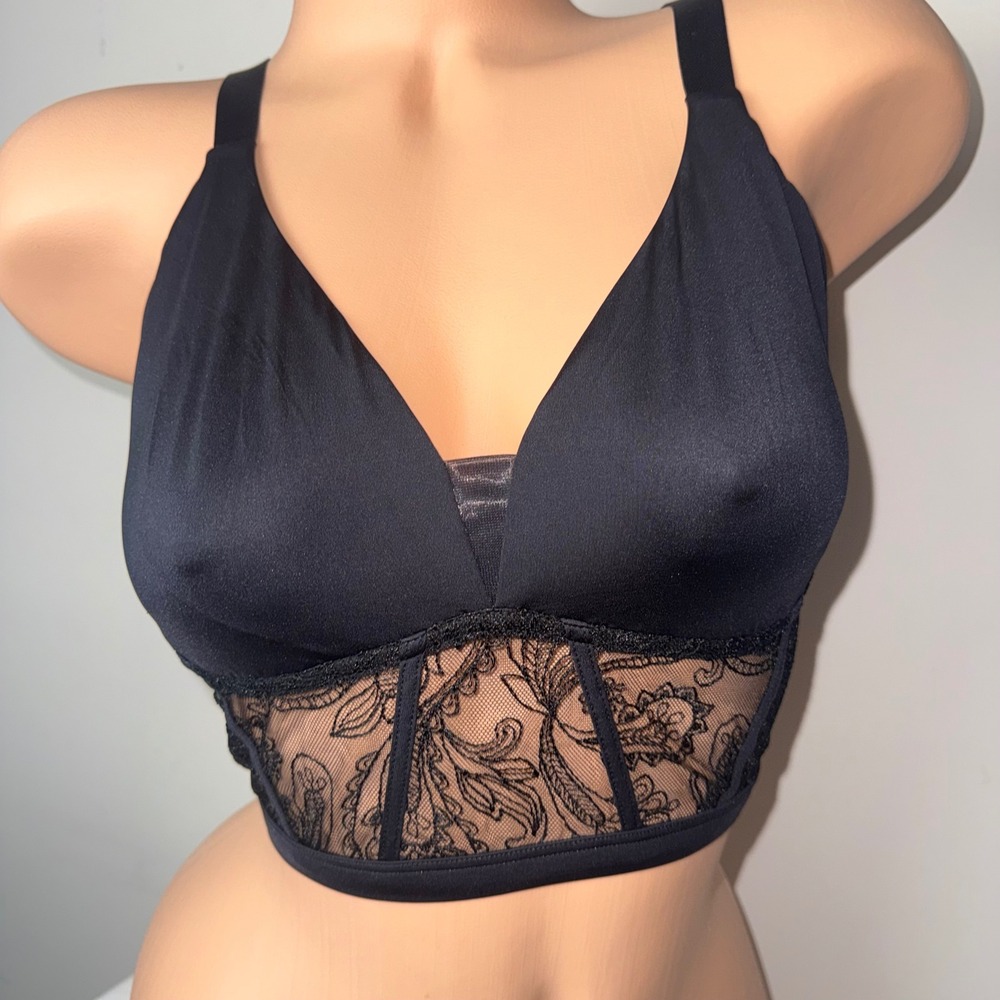 Cosabella Sardegna Embroidered Curvy Plunge Bralette Black XS